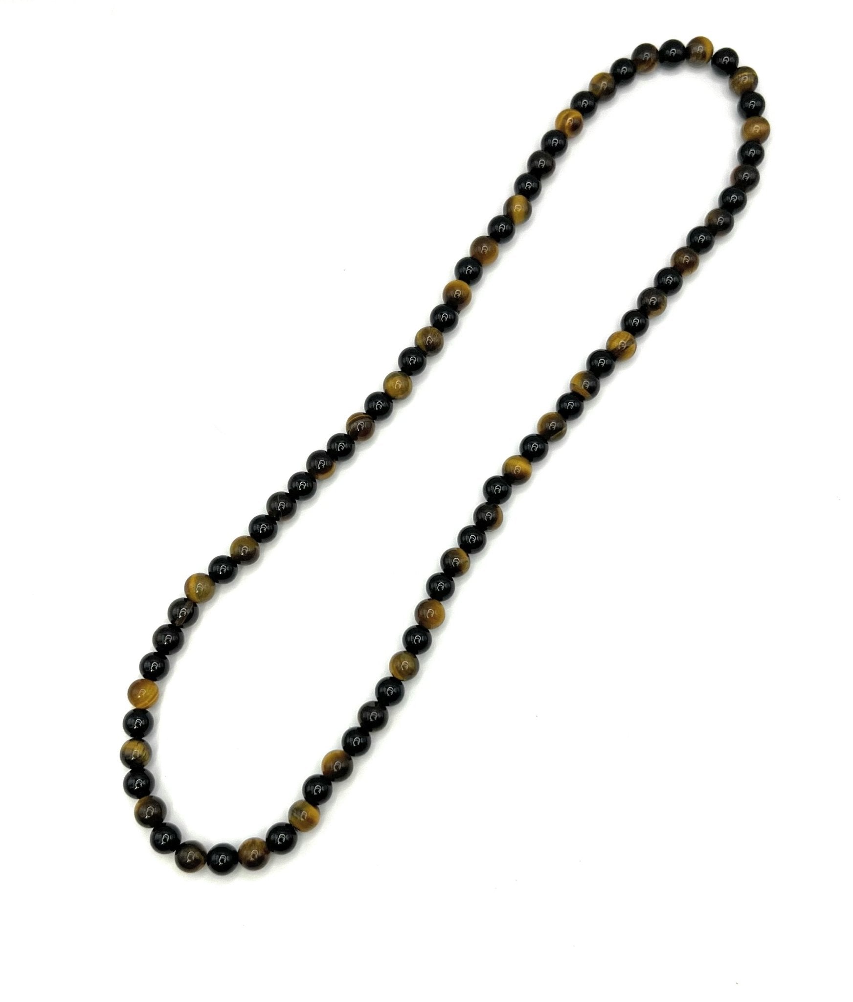 Black Onyx, Tiger Eye Beaded Necklace - 6mm - Shop of Small Creations, LLC