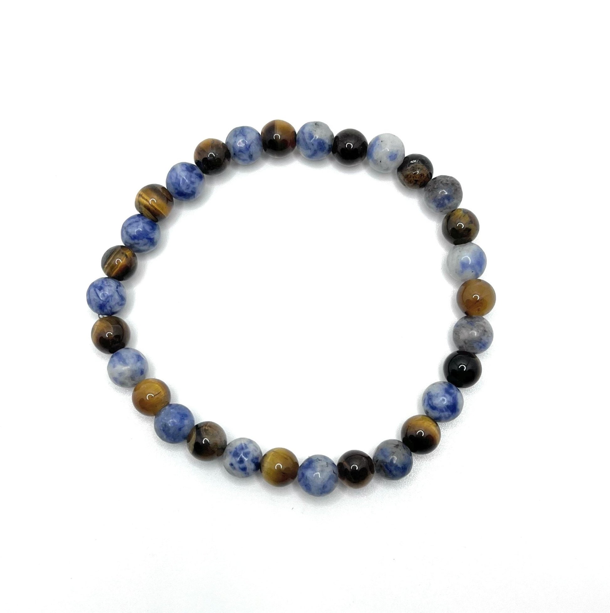 Matte Brazil Sodalite, Matte Tiger Eye Beaded Bracelet – 6mm - Shop of Small Creations, LLC