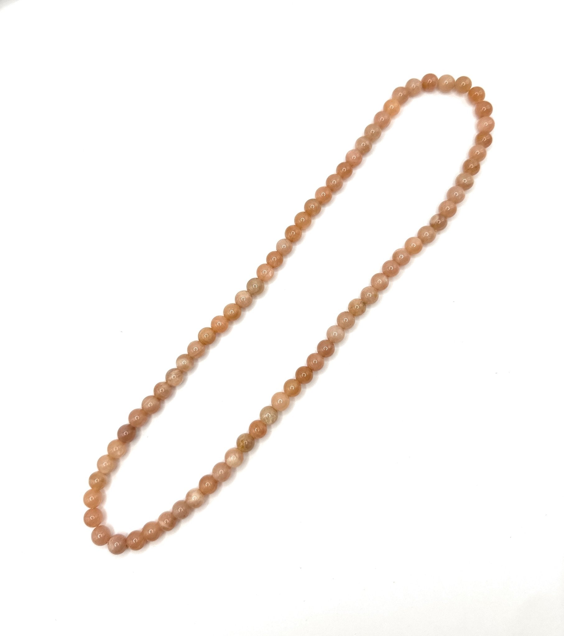Peach Moonstone Beaded Necklace - 6mm - Shop of Small Creations, LLC