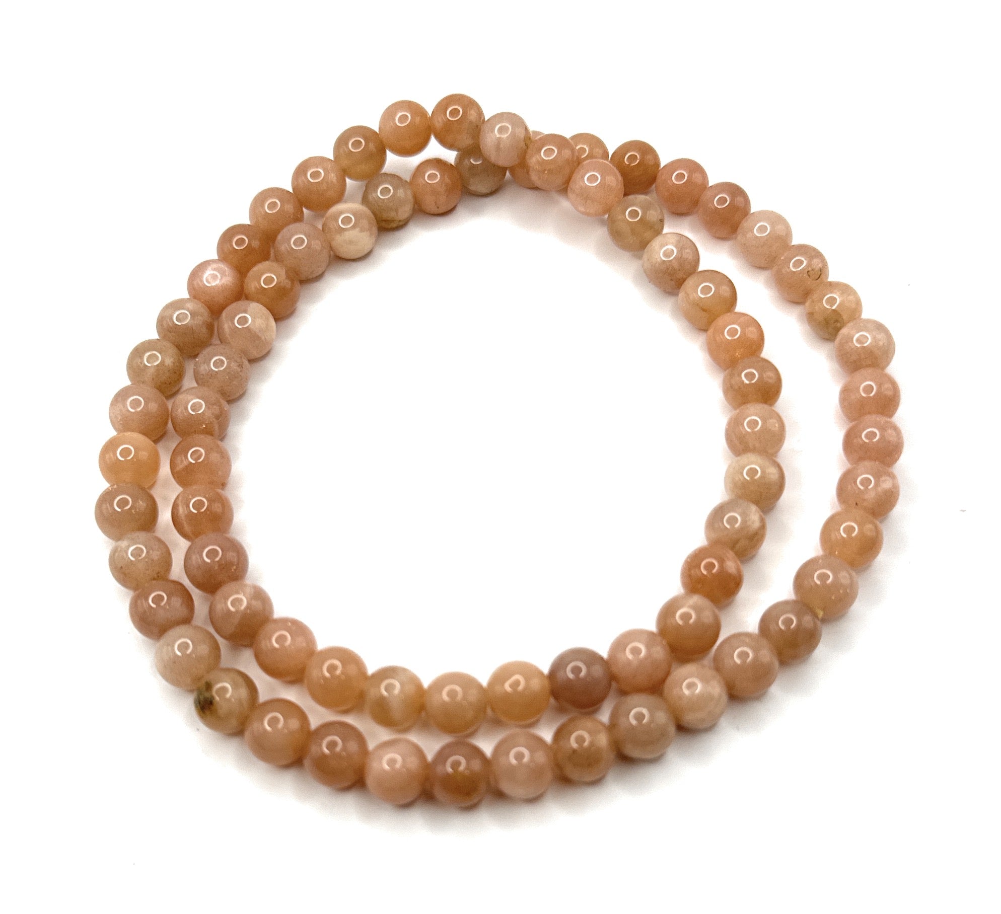 Peach Moonstone Beaded Necklace - 6mm - Shop of Small Creations, LLC