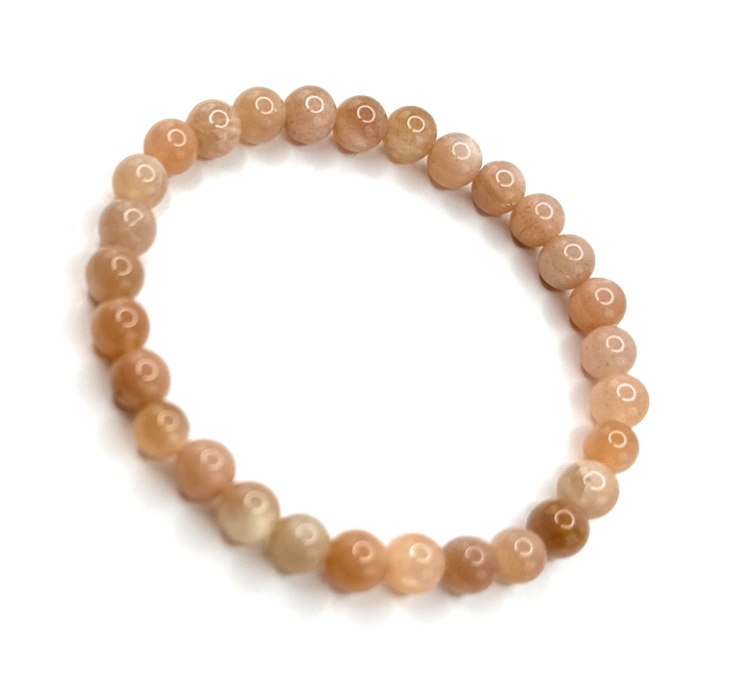 Peach Moonstone Beaded Bracelet - 6mm - Shop of Small Creations, LLC