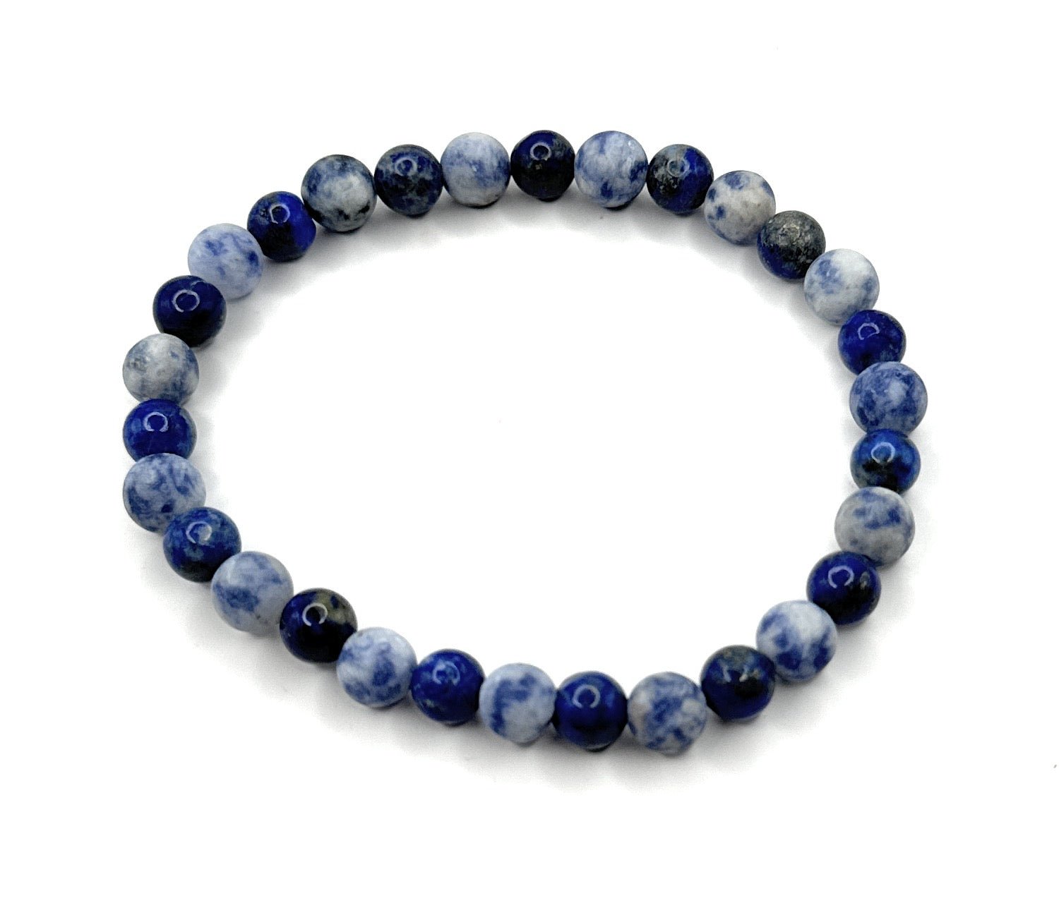 Lapis Lazuli, Matte Brazil Sodalite Beaded Bracelet – 6 - 7mm - Shop of Small Creations, LLC