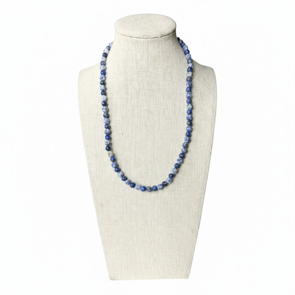 Matte Lapis Lazuli + Sodalite Beaded Stretch Necklace 6mm | Wisdom Truth Clarity, Healing Crystal Jewelry, Gift for Her