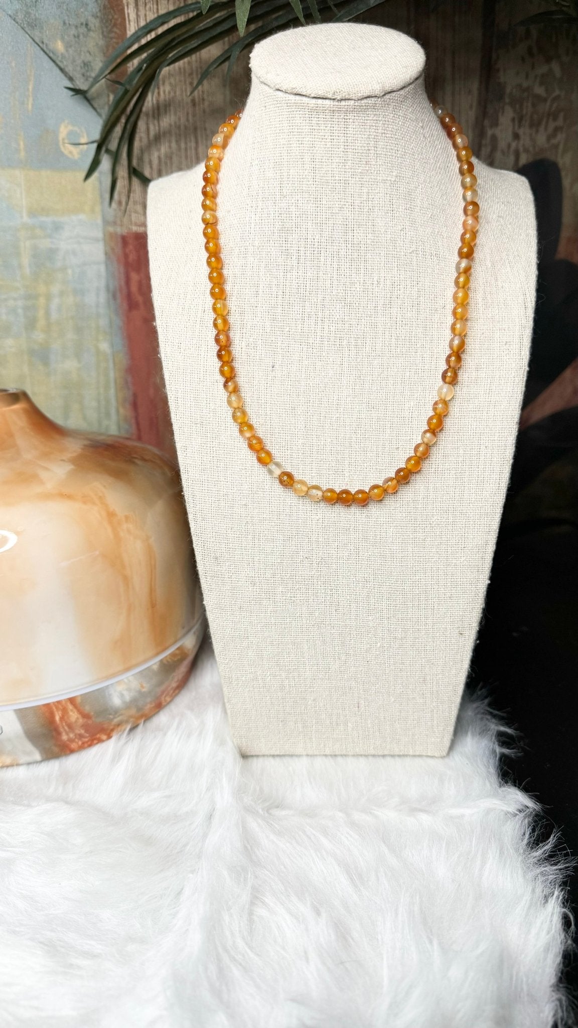 Carnelian Beaded Necklace - 6mm - Shop of Small Creations, LLC