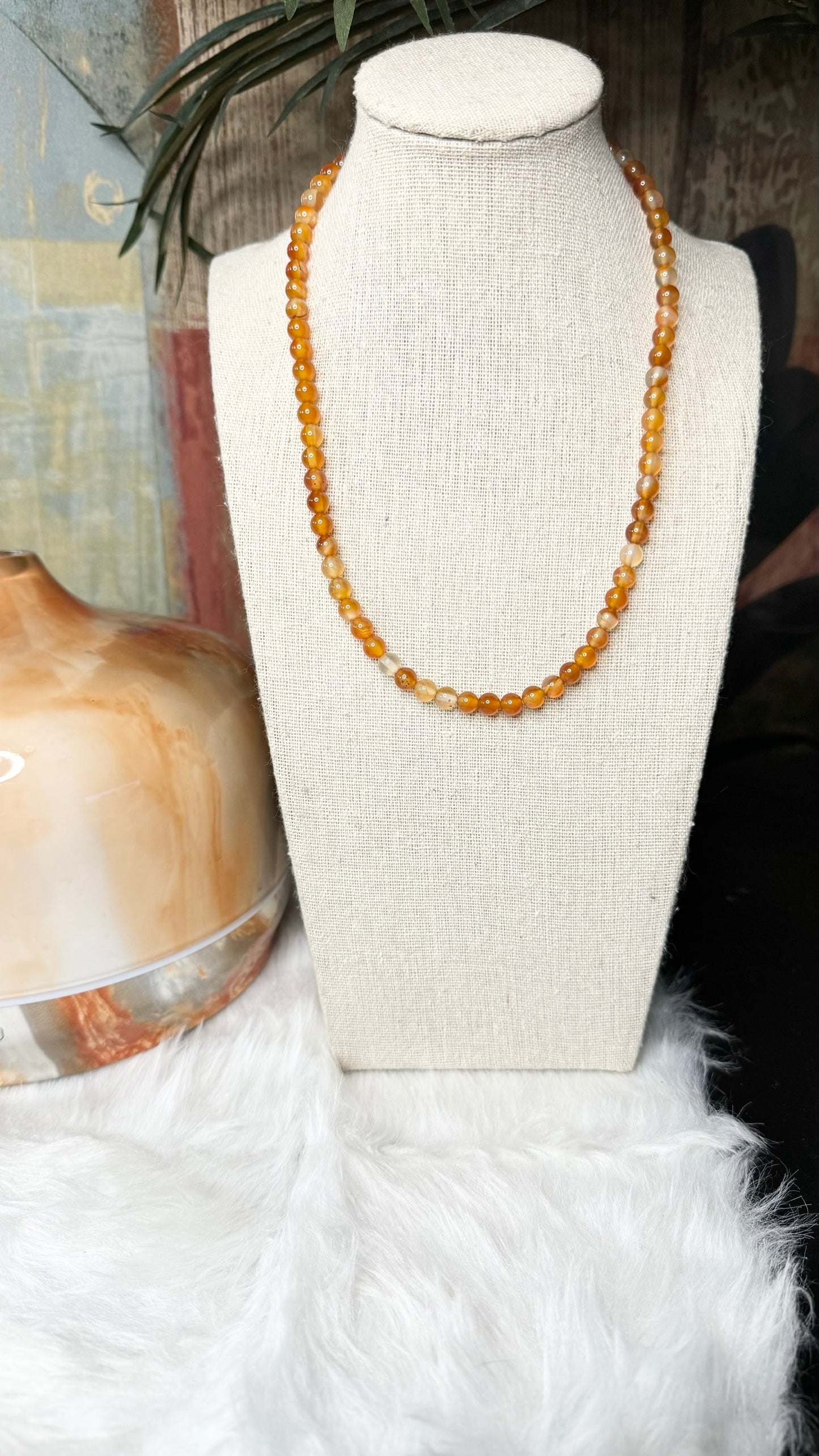 Carnelian Beaded Necklace - 6mm