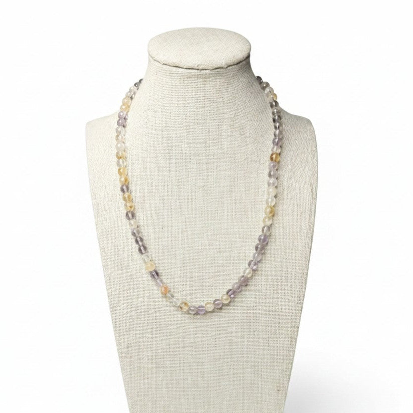 Ametrine Gemstone Necklace, Beaded, Stretch