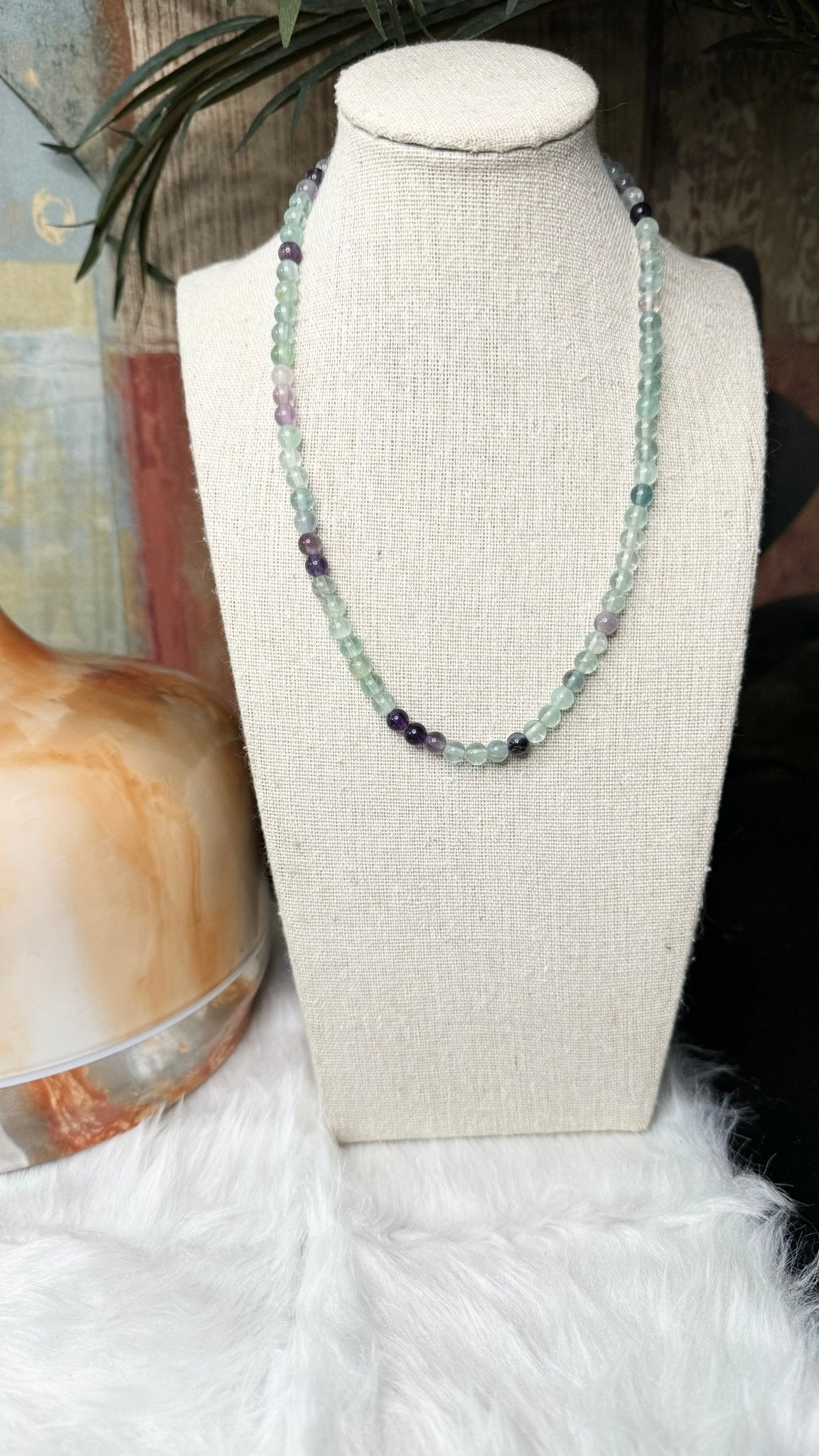 Rainbow Fluorite Beaded Necklace - 6mm - Shop of Small Creations, LLC