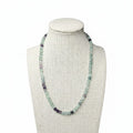 Fluorite beaded stretch necklace with light green and dark purple beads