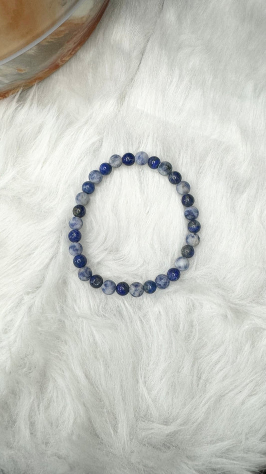 Lapis Lazuli, Matte Brazil Sodalite Beaded Bracelet – 6 - 7mm - Shop of Small Creations, LLC