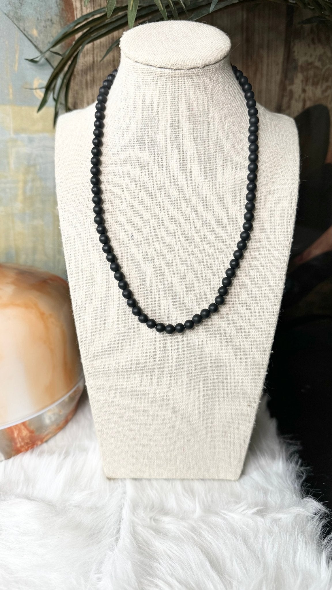 Matte Black Onyx Beaded Necklace – 6mm - Shop of Small Creations, LLC