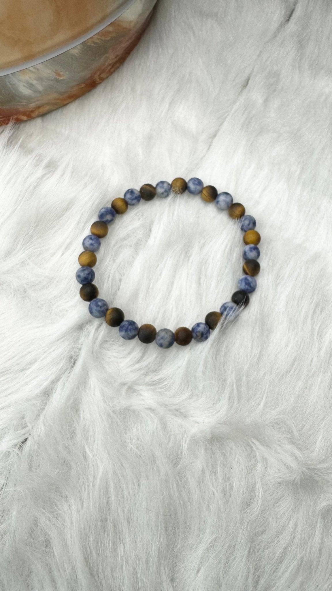 Matte Brazil Sodalite, Matte Tiger Eye Beaded Bracelet – 6mm - Shop of Small Creations, LLC