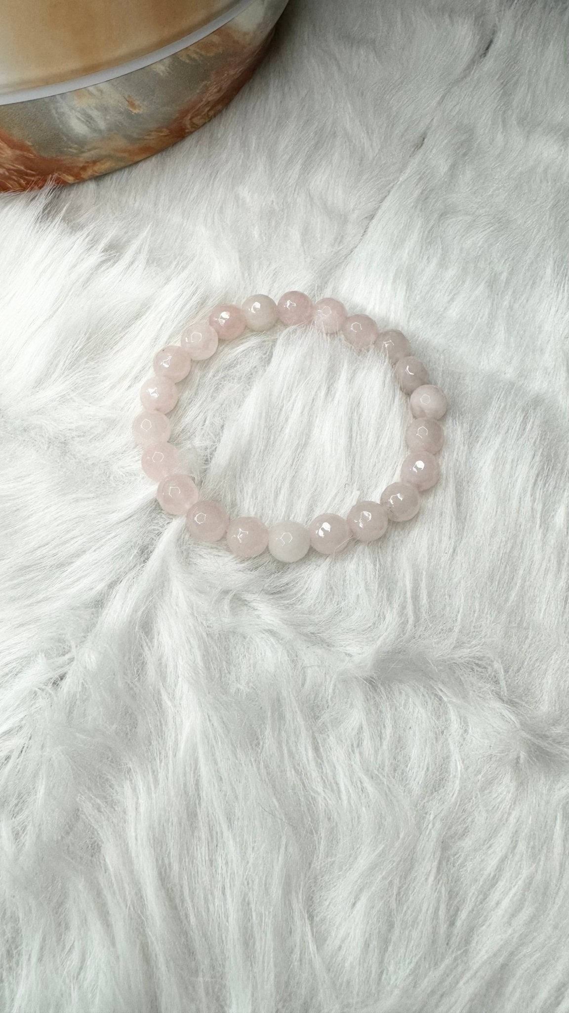 Faceted Rose Quartz Beaded Bracelet - 8mm - Shop of Small Creations, LLC