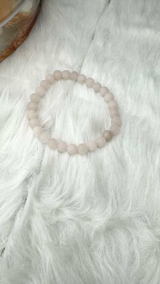 Matte Rose Quartz Beaded Bracelet – 6mm - Shop of Small Creations, LLC