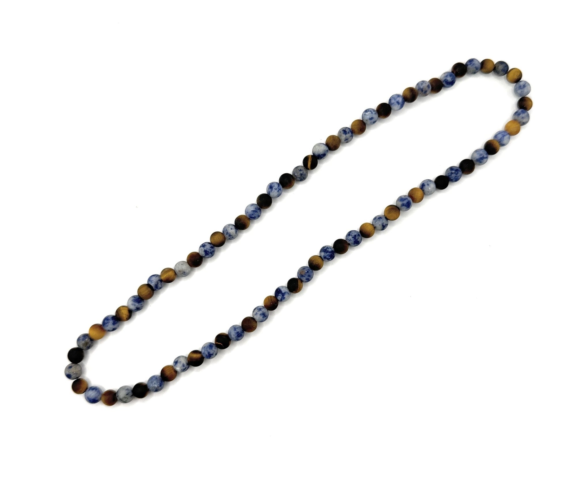 Matte Brazil Sodalite, Matte Tiger Eye Beaded Necklace – 6mm - Shop of Small Creations, LLC