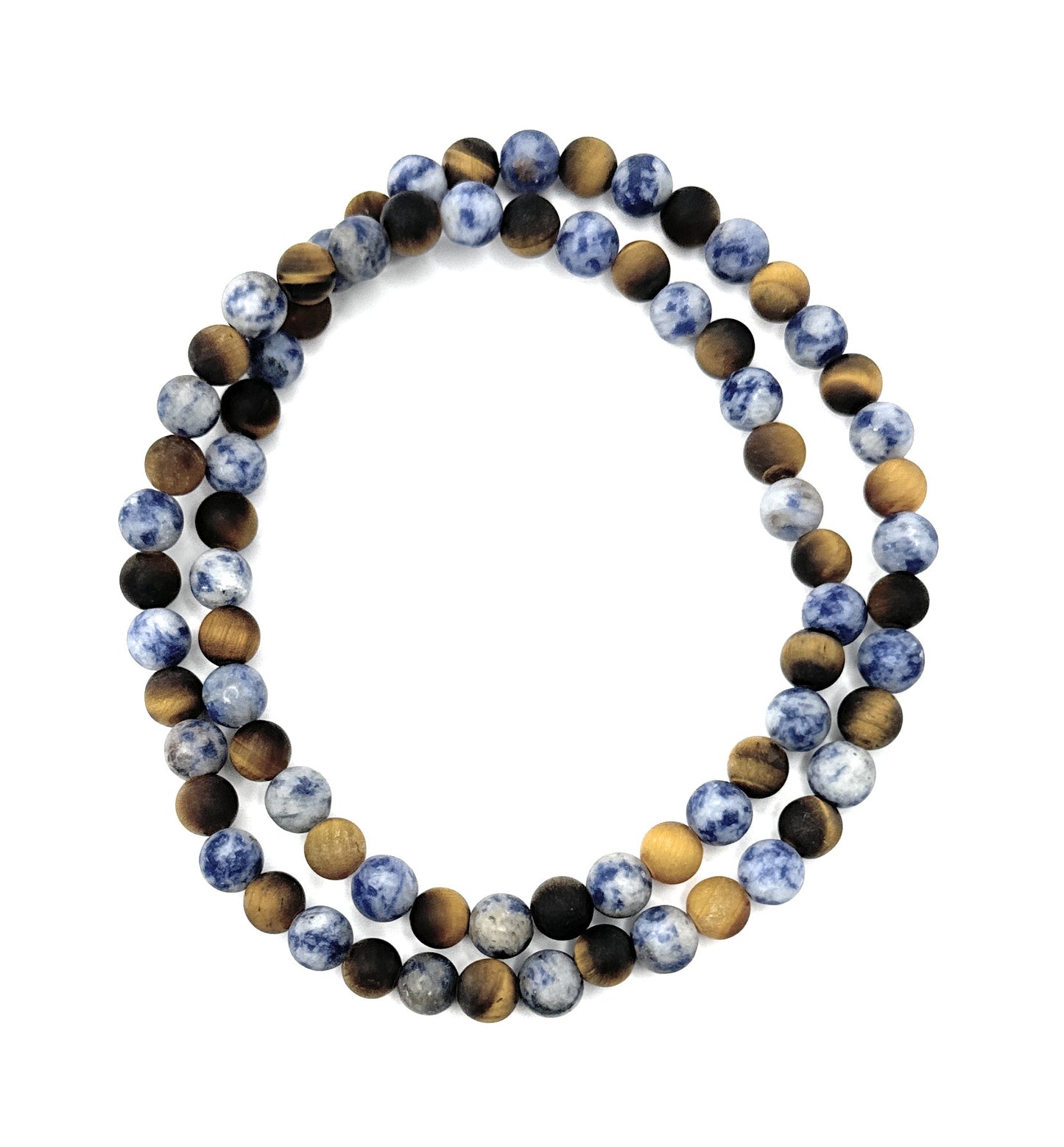 Matte Brazil Sodalite, Matte Tiger Eye Beaded Necklace – 6mm - Shop of Small Creations, LLC