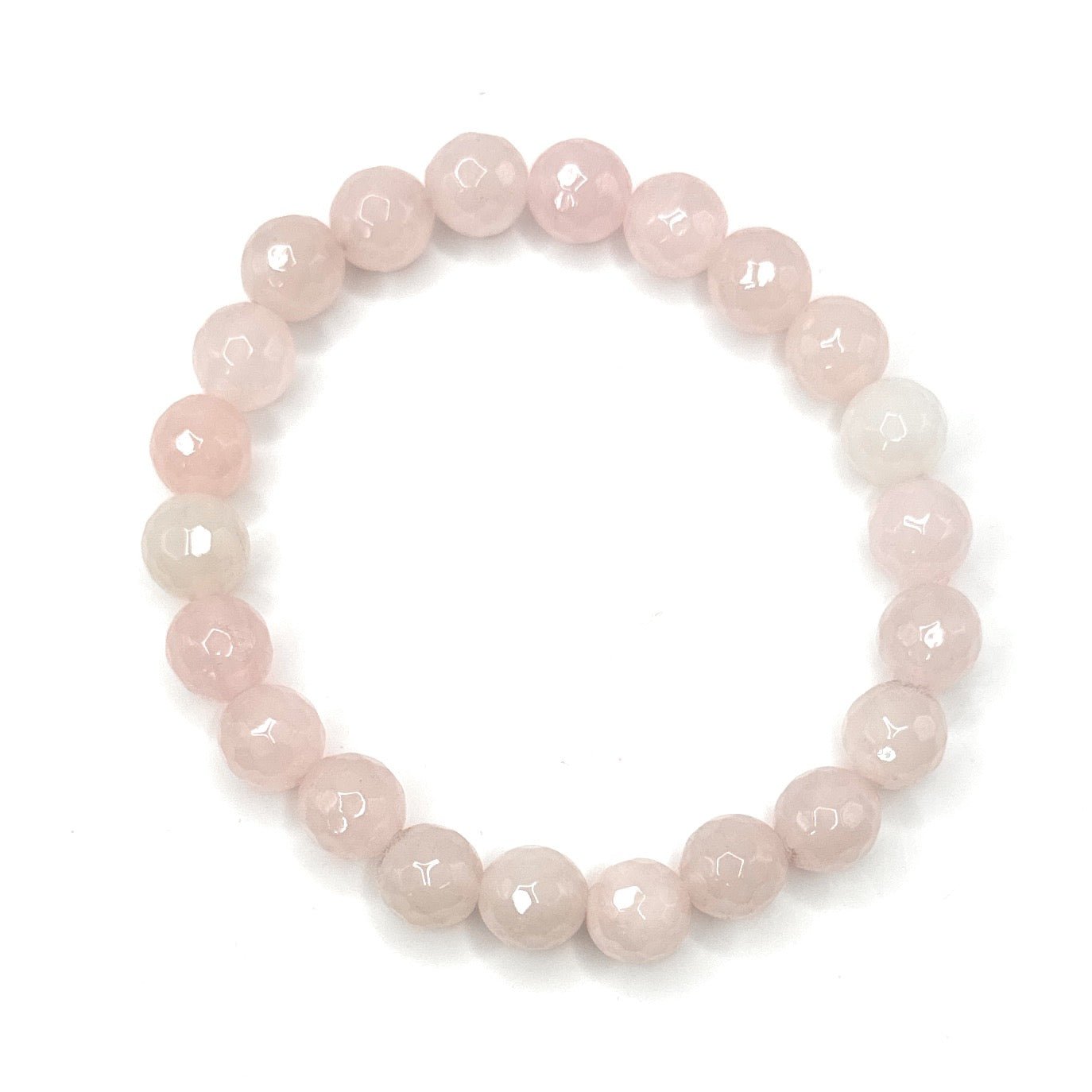 Faceted Rose Quartz Beaded Bracelet - 8mm - Shop of Small Creations, LLC