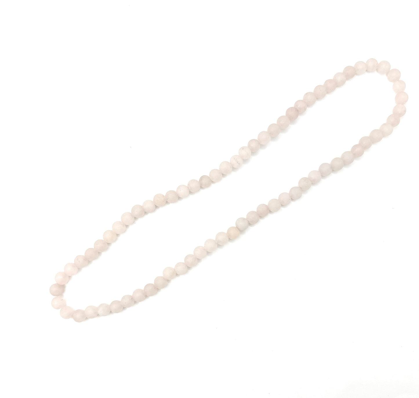 Matte Rose Quartz Beaded Necklace - 6mm - Shop of Small Creations, LLC