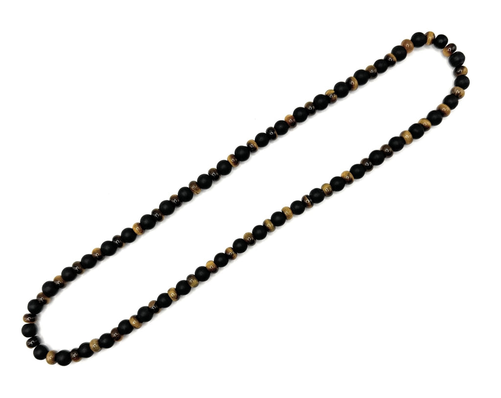 Matte Black Onyx, Rondelle Tiger Eye Necklace – 6mm - Shop of Small Creations, LLC