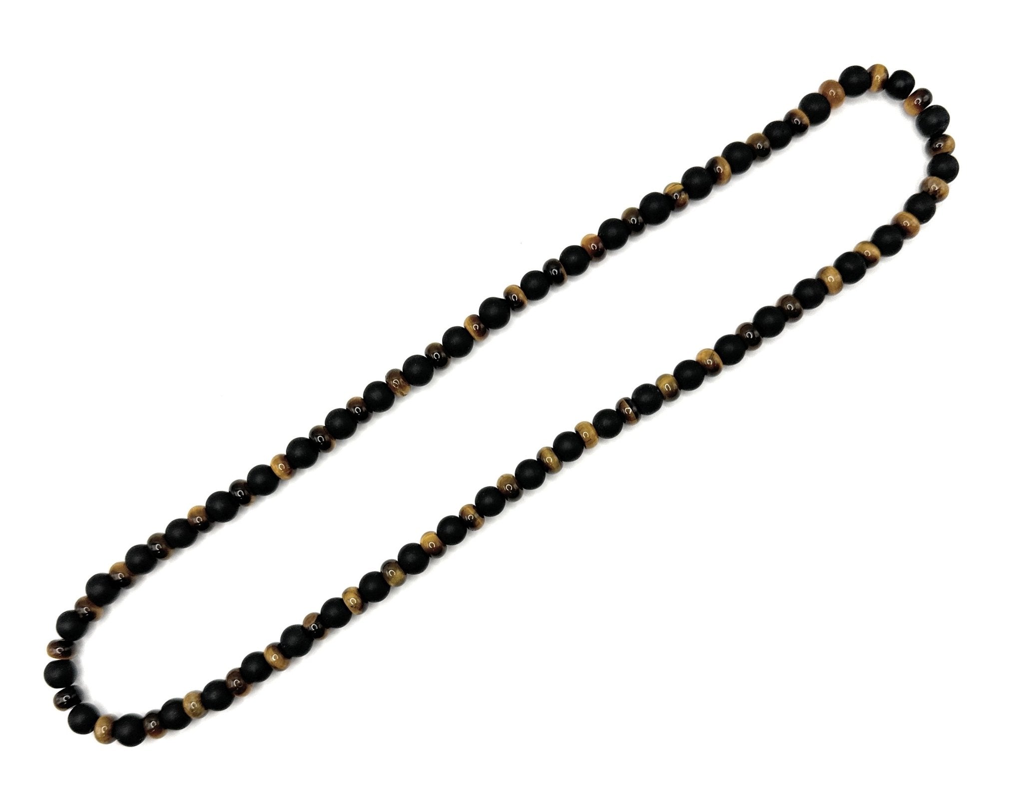 Matte Black Onyx, Rondelle Tiger Eye Necklace – 6mm - Shop of Small Creations, LLC