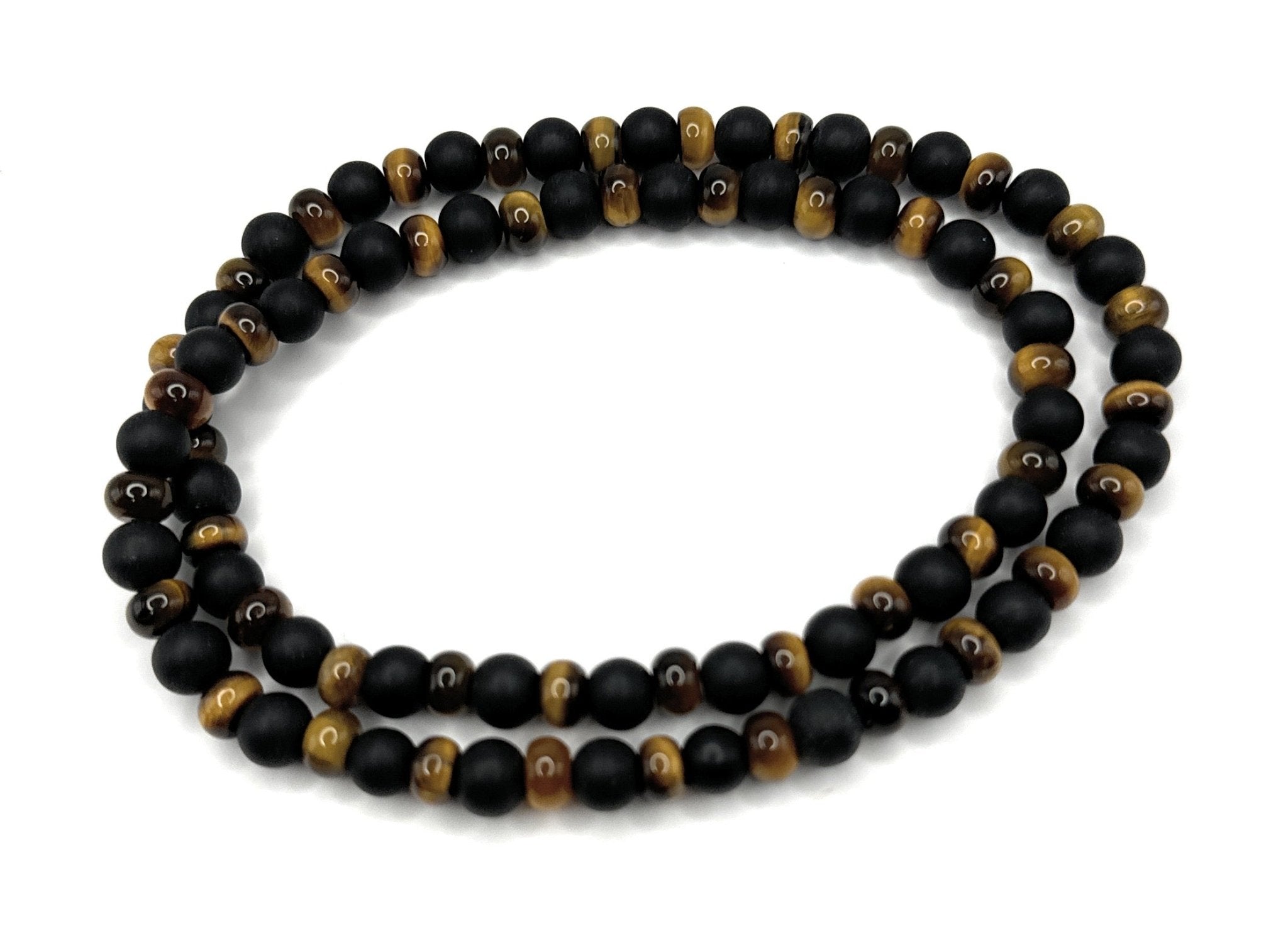 Matte Black Onyx, Rondelle Tiger Eye Necklace – 6mm - Shop of Small Creations, LLC