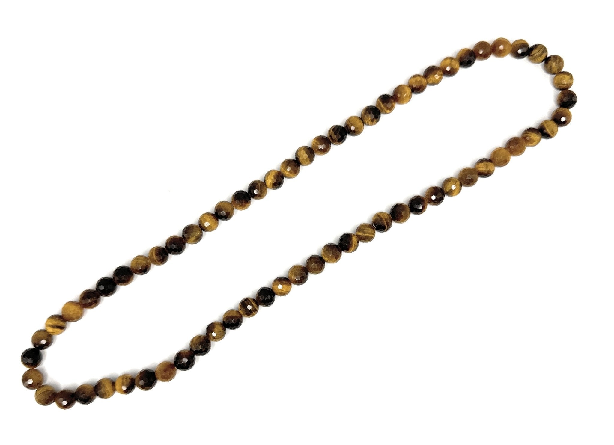 Faceted Tiger Eye Beaded Necklace - 8mm - Shop of Small Creations, LLC