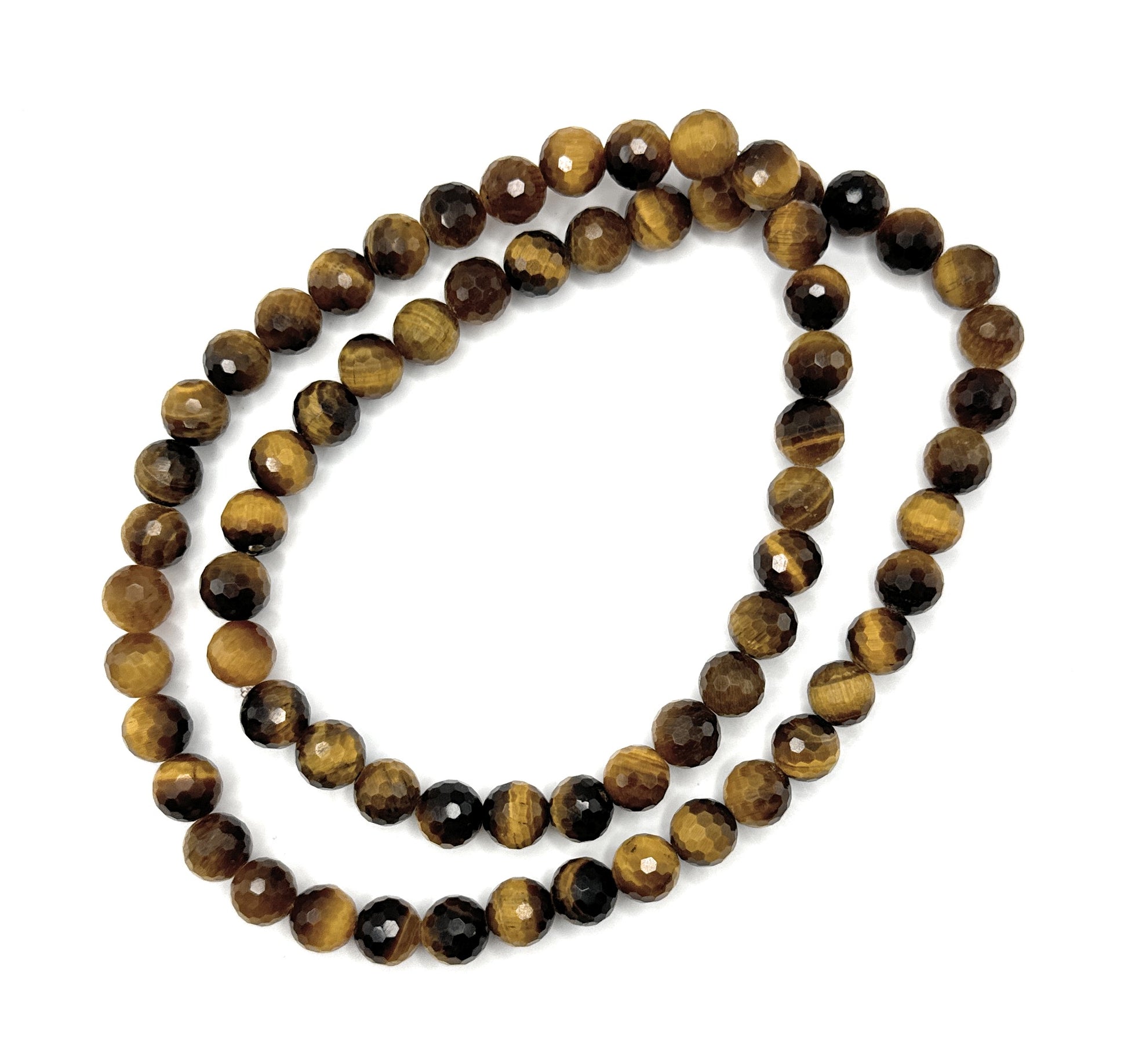 Faceted Tiger Eye Beaded Necklace - 8mm - Shop of Small Creations, LLC