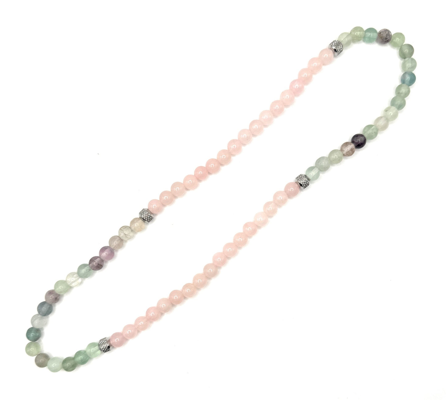 Rose Quartz, Fluorite Beaded Necklace – 6mm - Shop of Small Creations, LLC