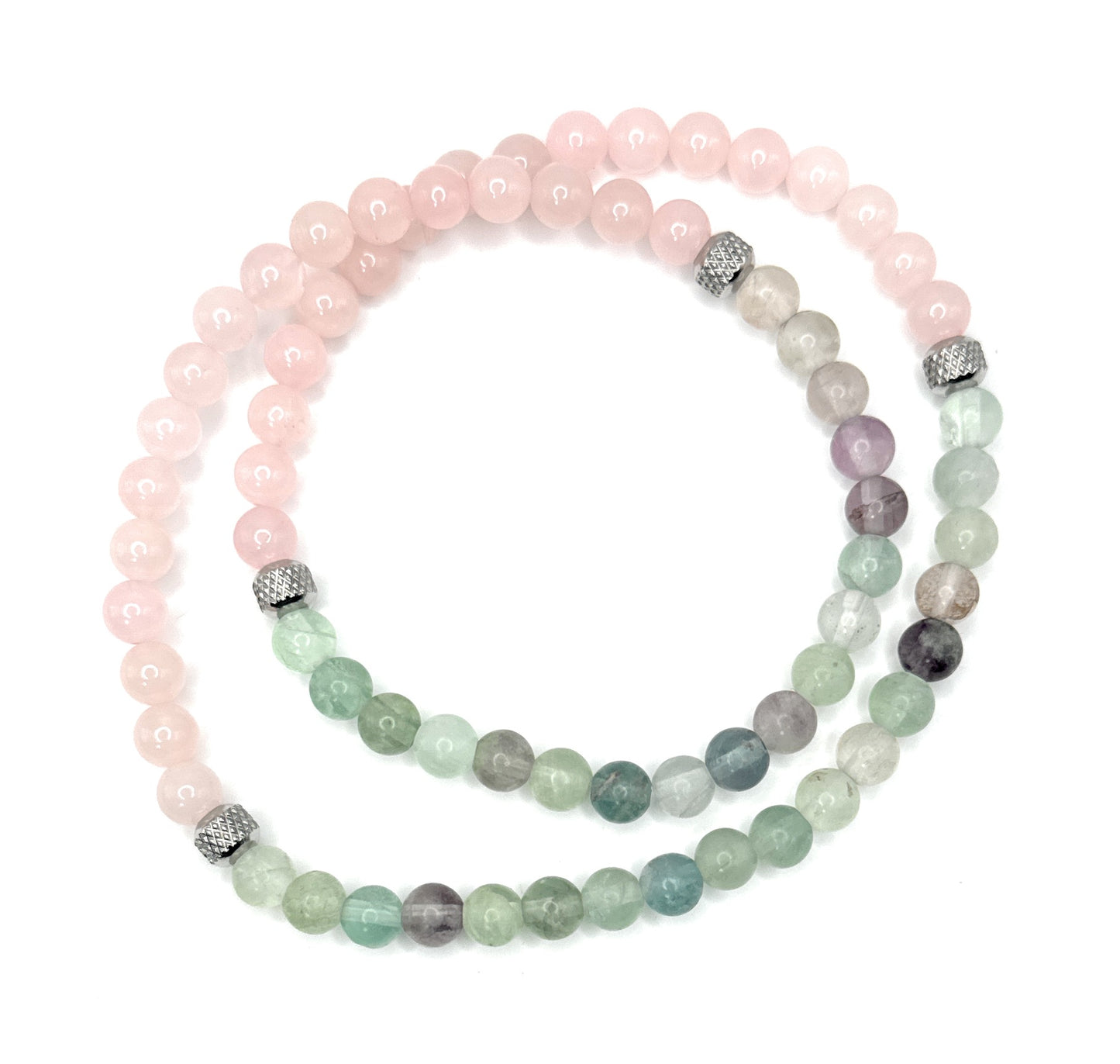 Rose Quartz, Fluorite Beaded Necklace – 6mm - Shop of Small Creations, LLC