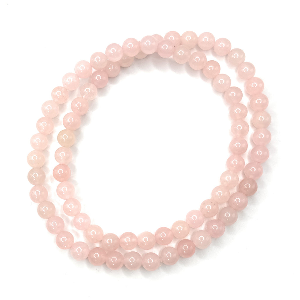 Rose Quartz Beaded Necklace - 6mm - Shop of Small Creations, LLC