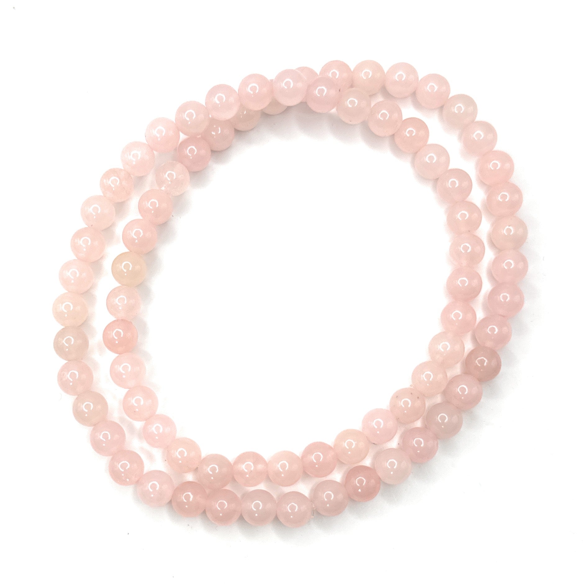 Rose Quartz Beaded Necklace - 6mm - Shop of Small Creations, LLC