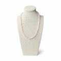 Rose quartz bead stretch necklace, pink oval beads on elastic string