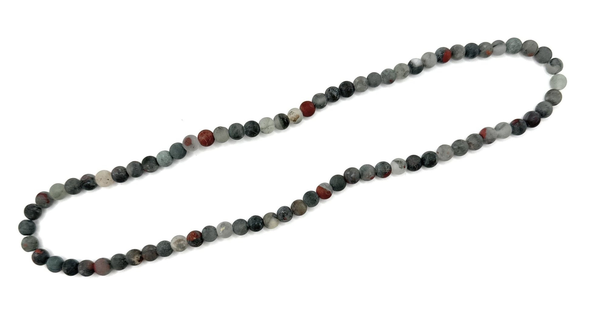 Matte African Bloodstone Beaded Necklace - 6mm - Shop of Small Creations, LLC