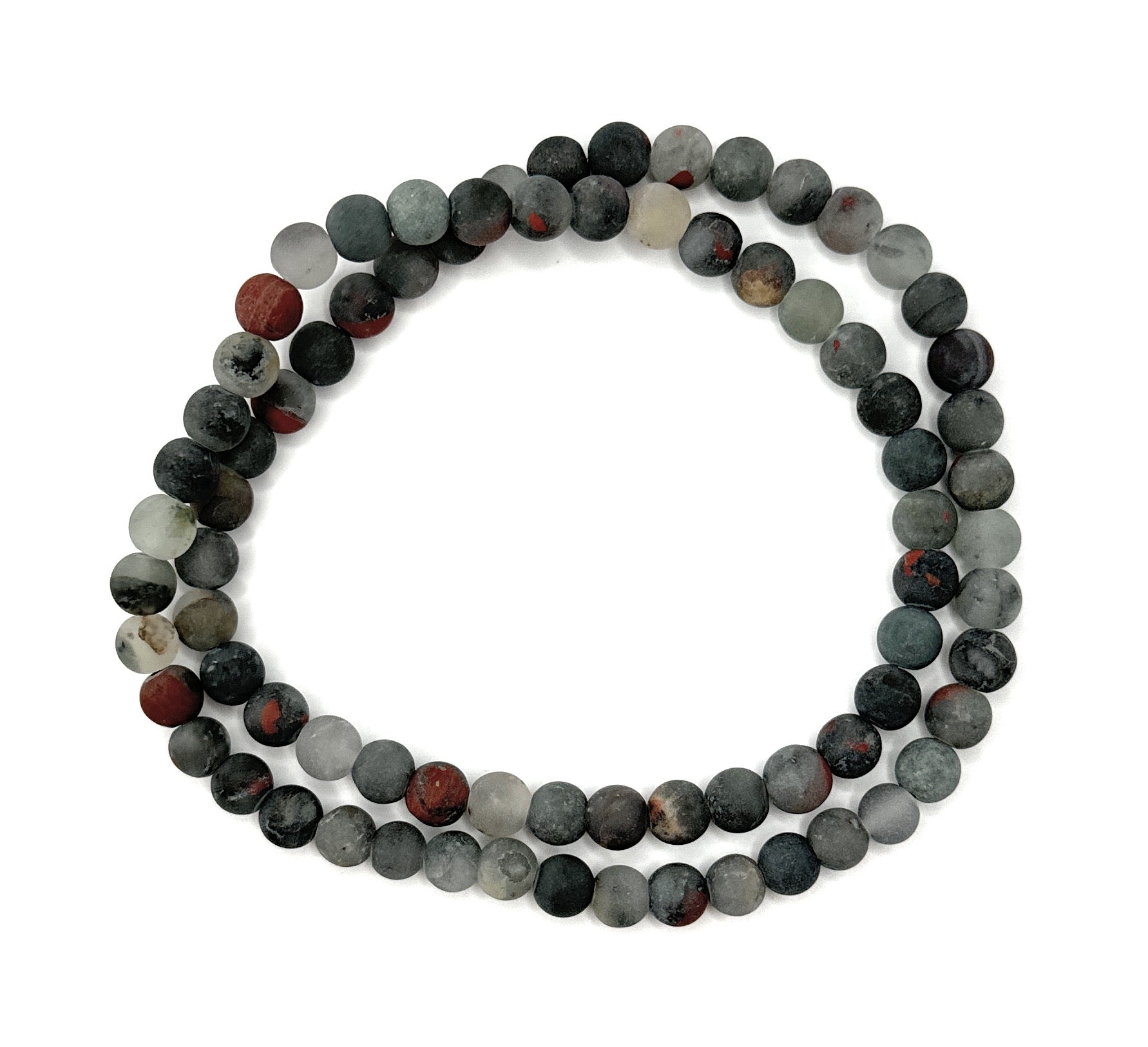 Matte African Bloodstone Beaded Necklace - 6mm - Shop of Small Creations, LLC