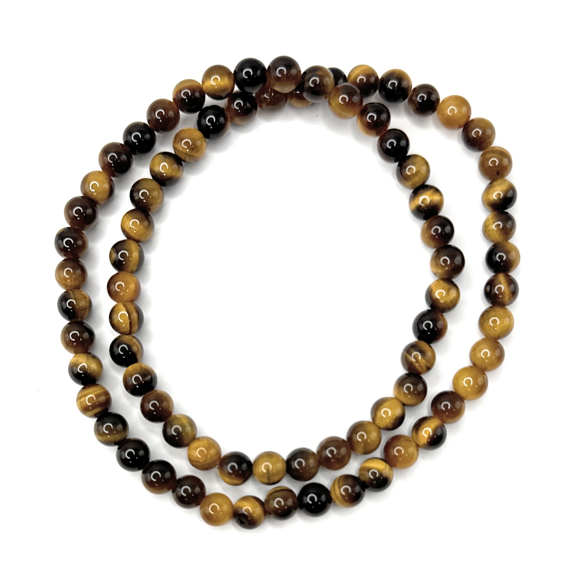 Tiger Eye Beaded Necklace - 6mm - Shop of Small Creations, LLC