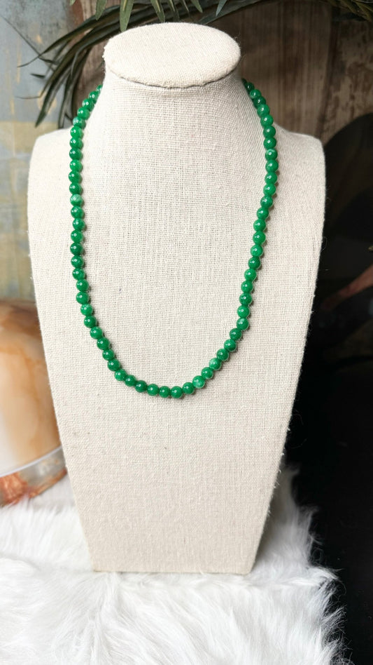 Emerald Green Quartz Necklace - 6mm - Shop of Small Creations, LLC