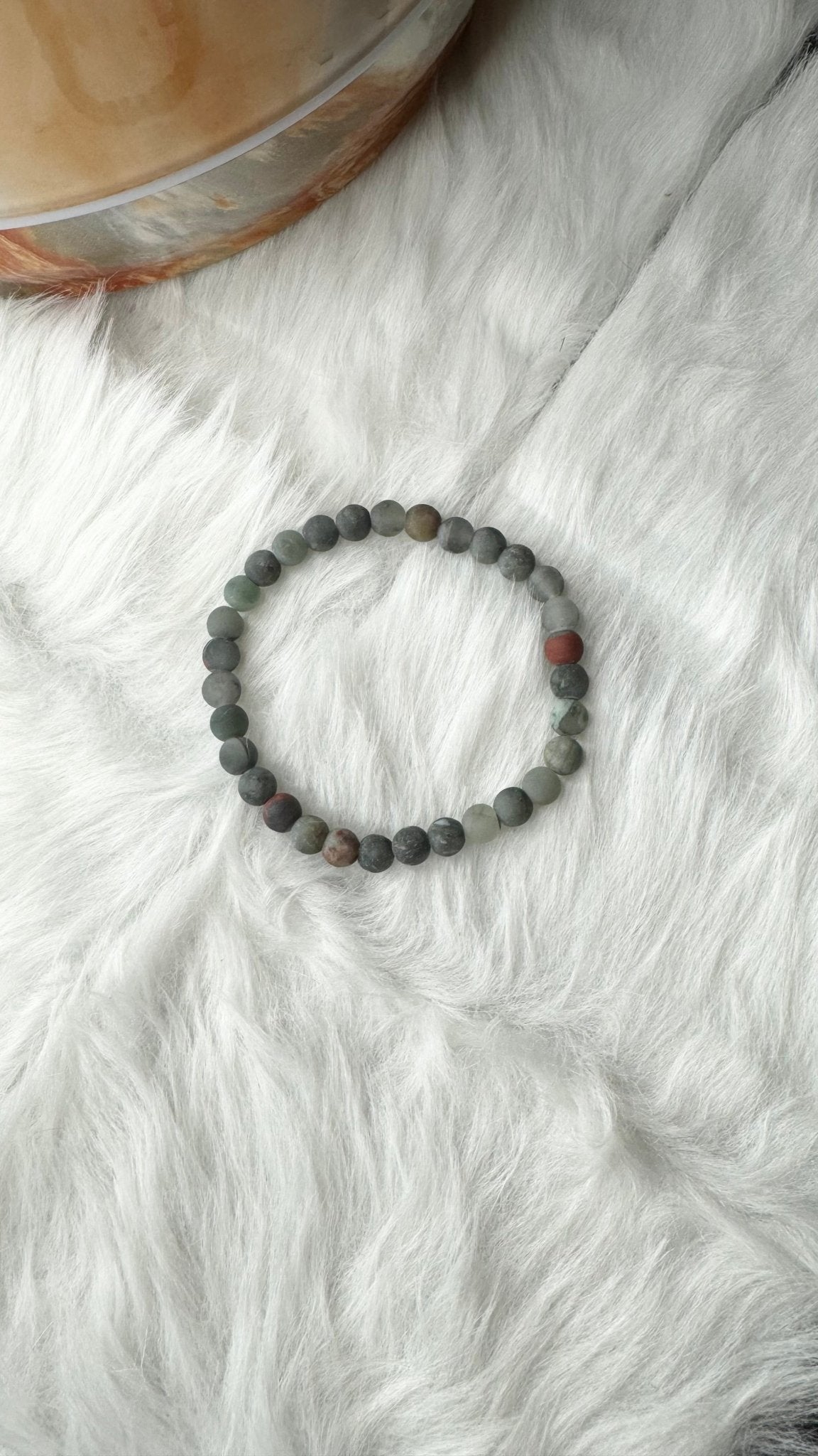 Matte African Bloodstone Beaded Bracelet – 6mm - Shop of Small Creations, LLC