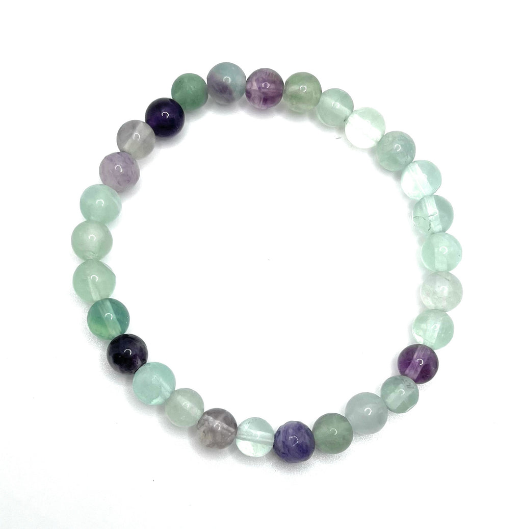 Rainbow Fluorite Beaded Bracelet - 6mm - Shop of Small Creations, LLC