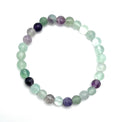 Fluorite beaded stretch bracelet with mint and purple 6mm round beads