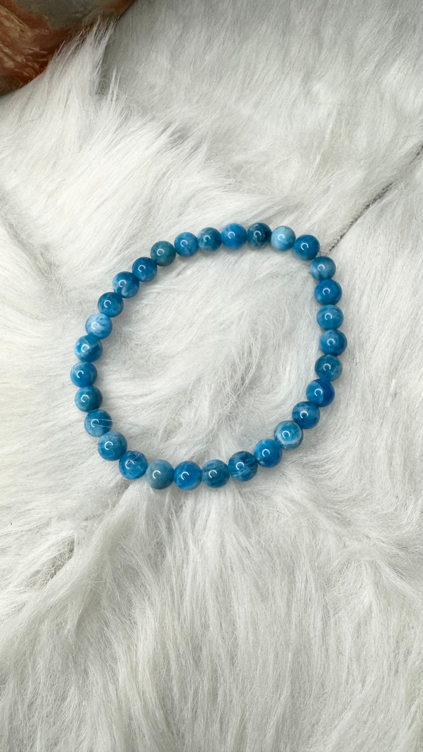 Blue Apatite Beaded Bracelet - 6mm