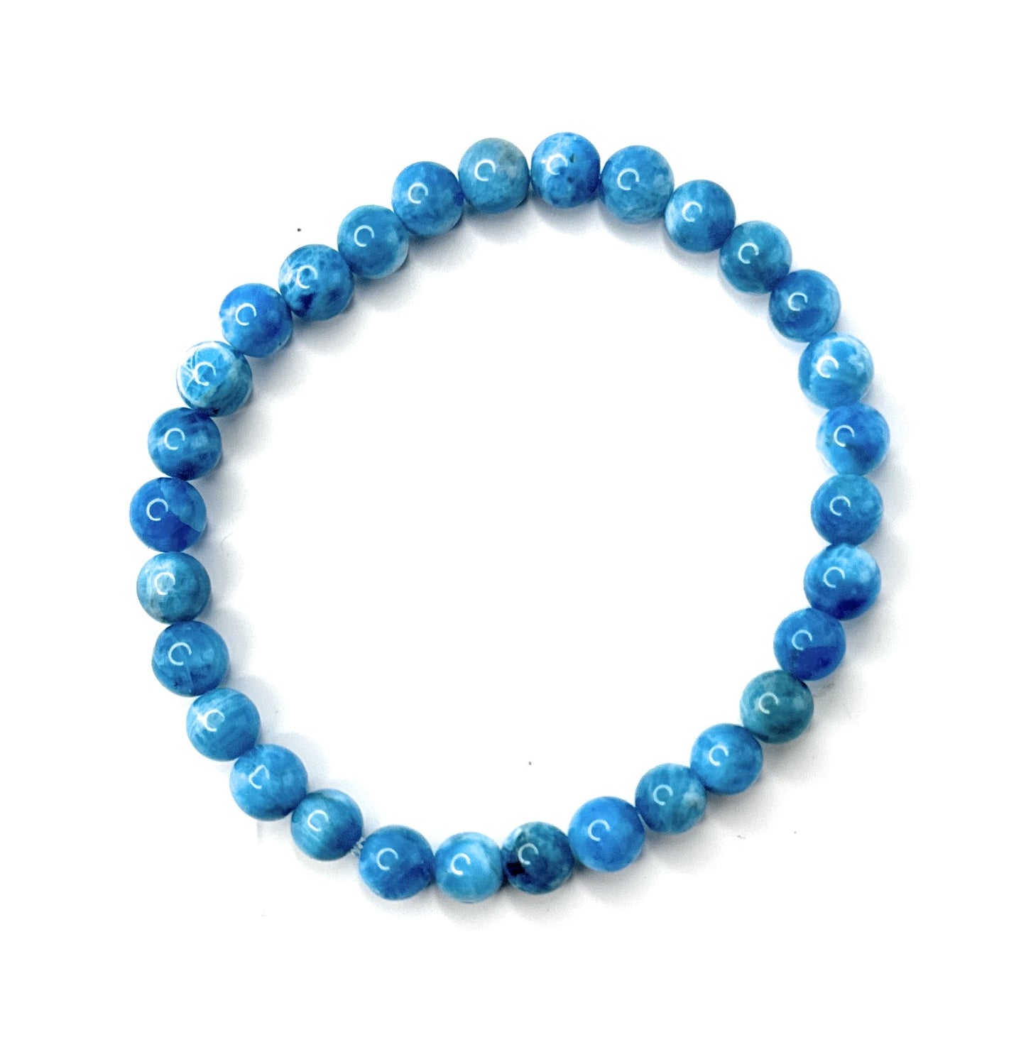 Blue Apatite Beaded Bracelet - 6mm