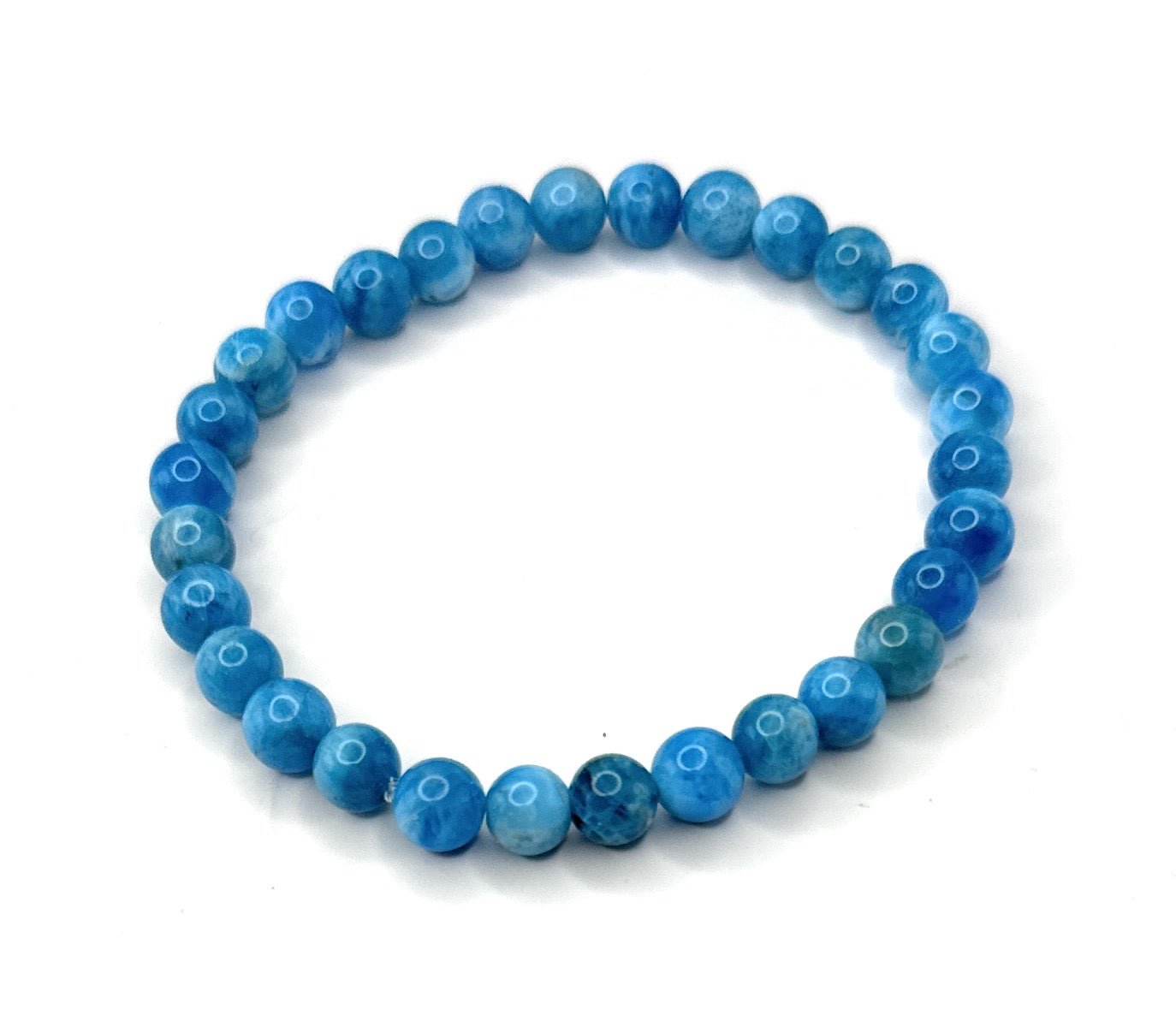 Blue Apatite Beaded Bracelet - 6mm - Shop of Small Creations, LLC