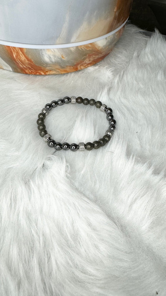 Hematite, Pyrite Beaded Bracelet – 6mm