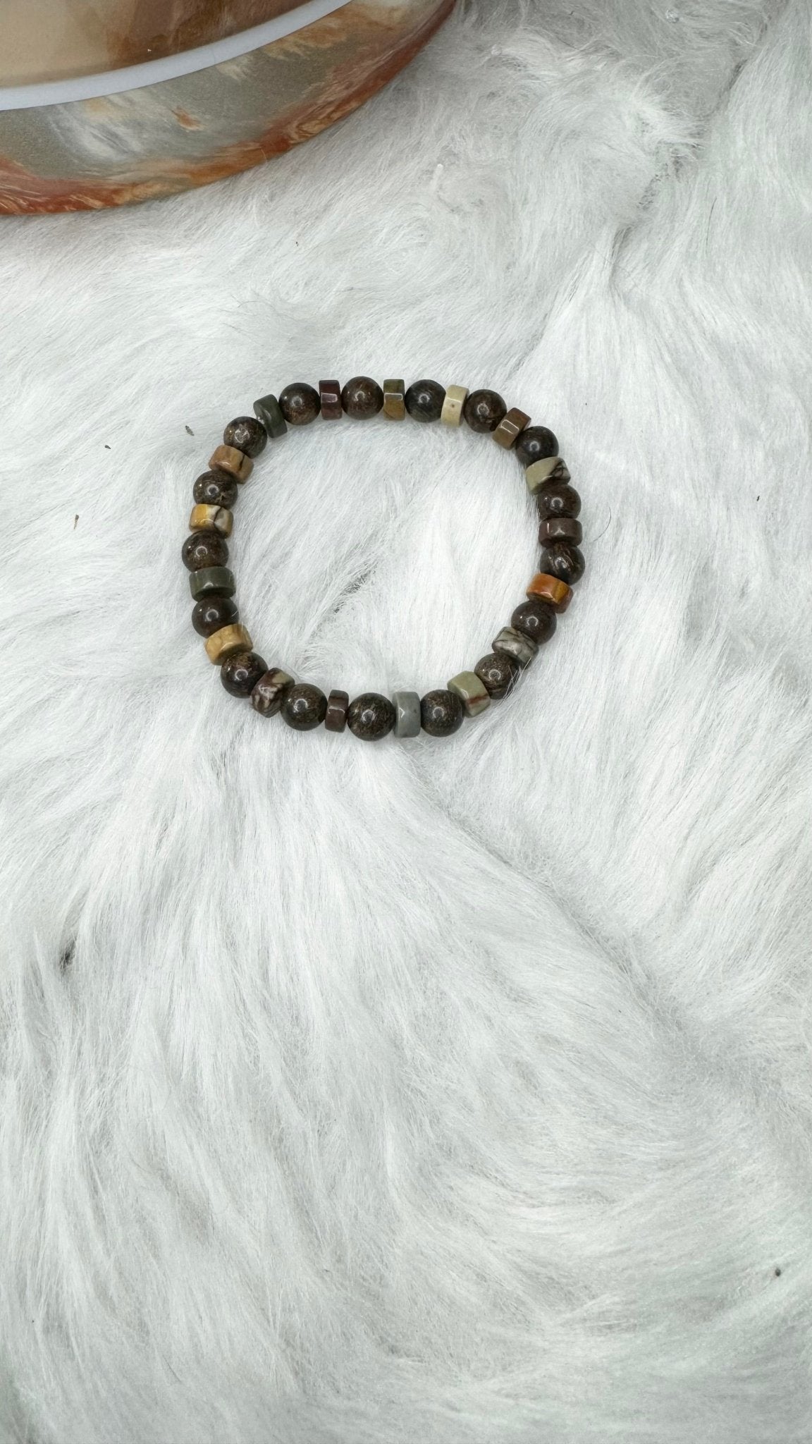 Bronzite, Red Creek Jasper Heishi Beaded Bracelet – 6mm - Shop of Small Creations, LLC