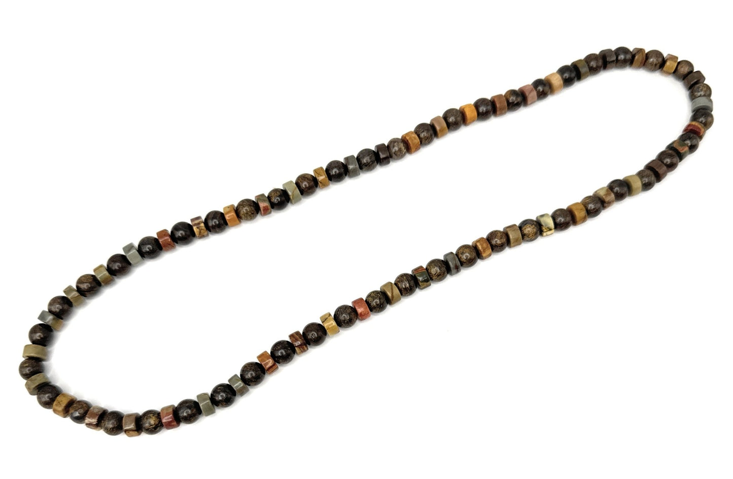 Bronzite, Red Creek Jasper Heishi Beaded Necklace – 6mm - Shop of Small Creations, LLC