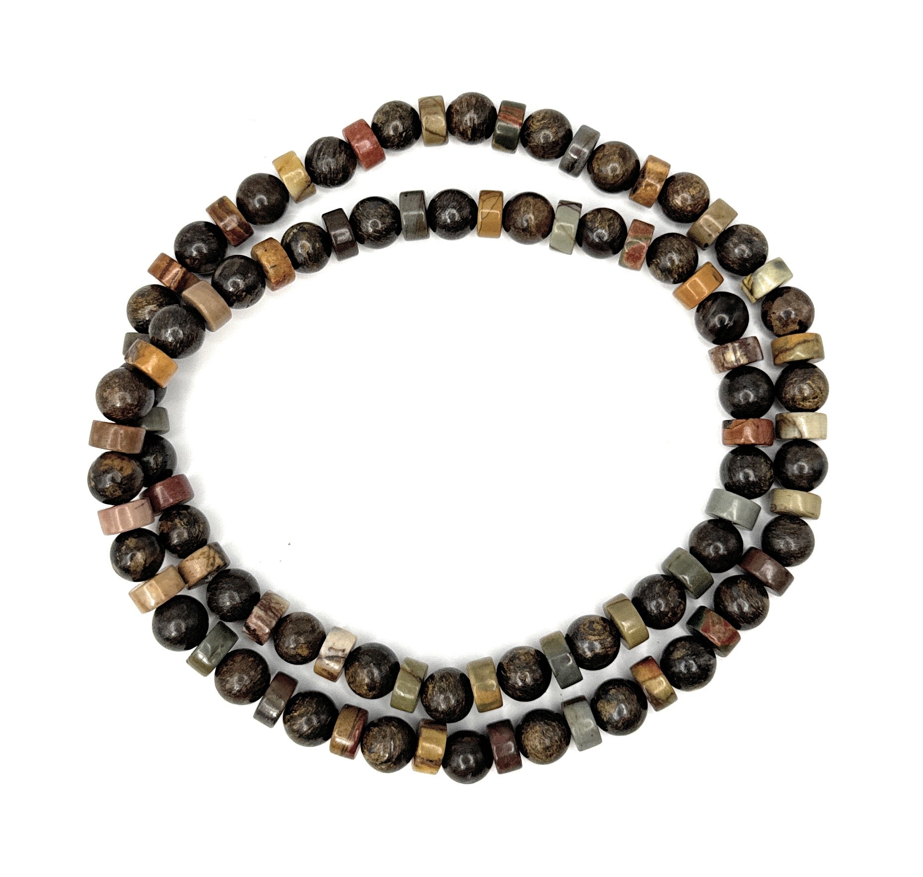Bronzite, Red Creek Jasper Heishi Beaded Necklace – 6mm - Shop of Small Creations, LLC