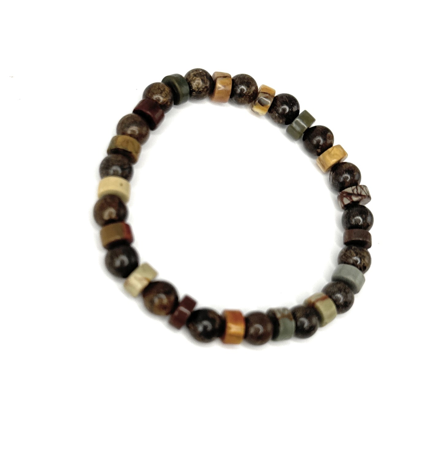 Bronzite, Red Creek Jasper Heishi Beaded Bracelet – 6mm - Shop of Small Creations, LLC