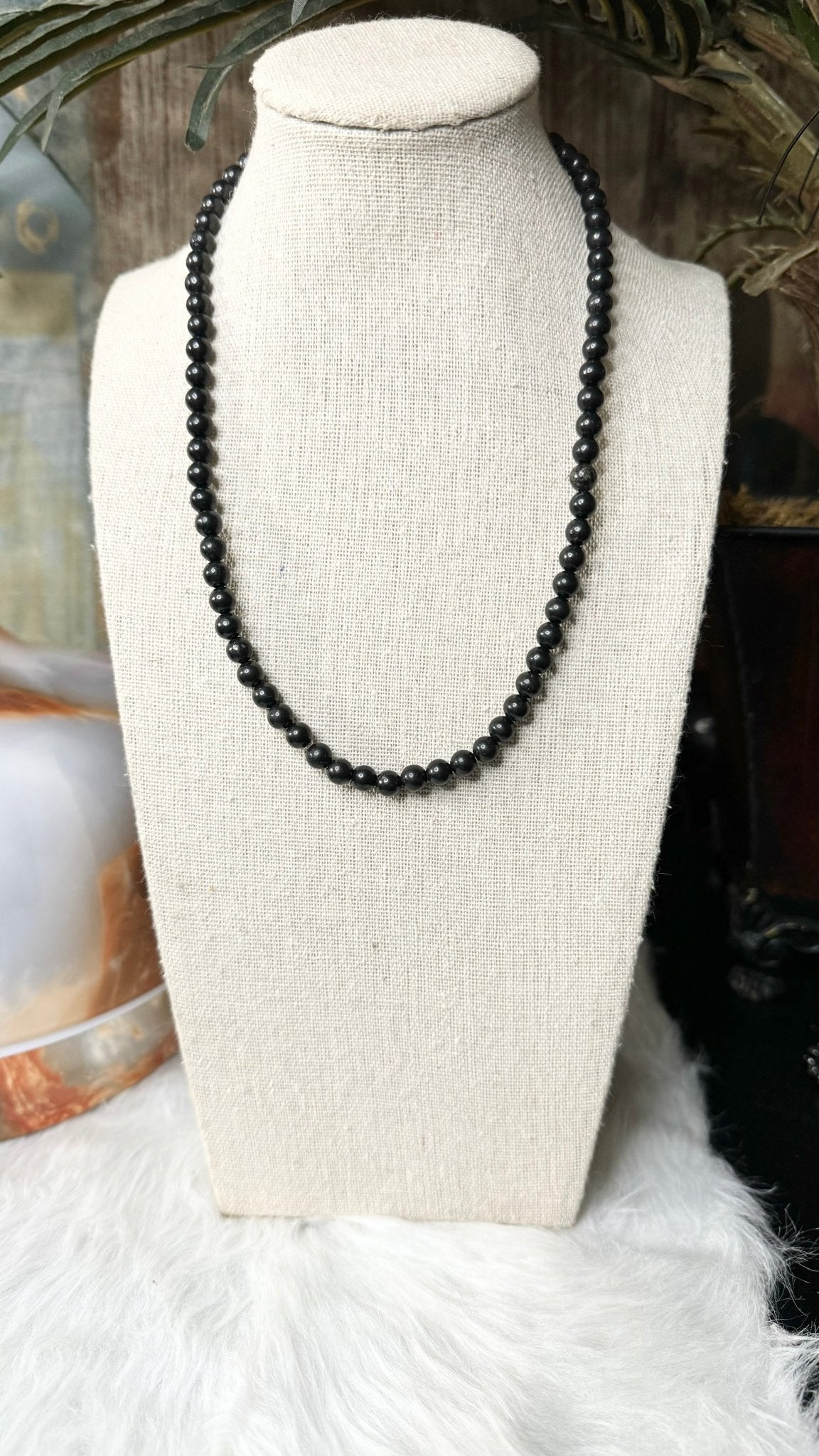 Shungite Beaded Necklace - 6mm - Shop of Small Creations, LLC