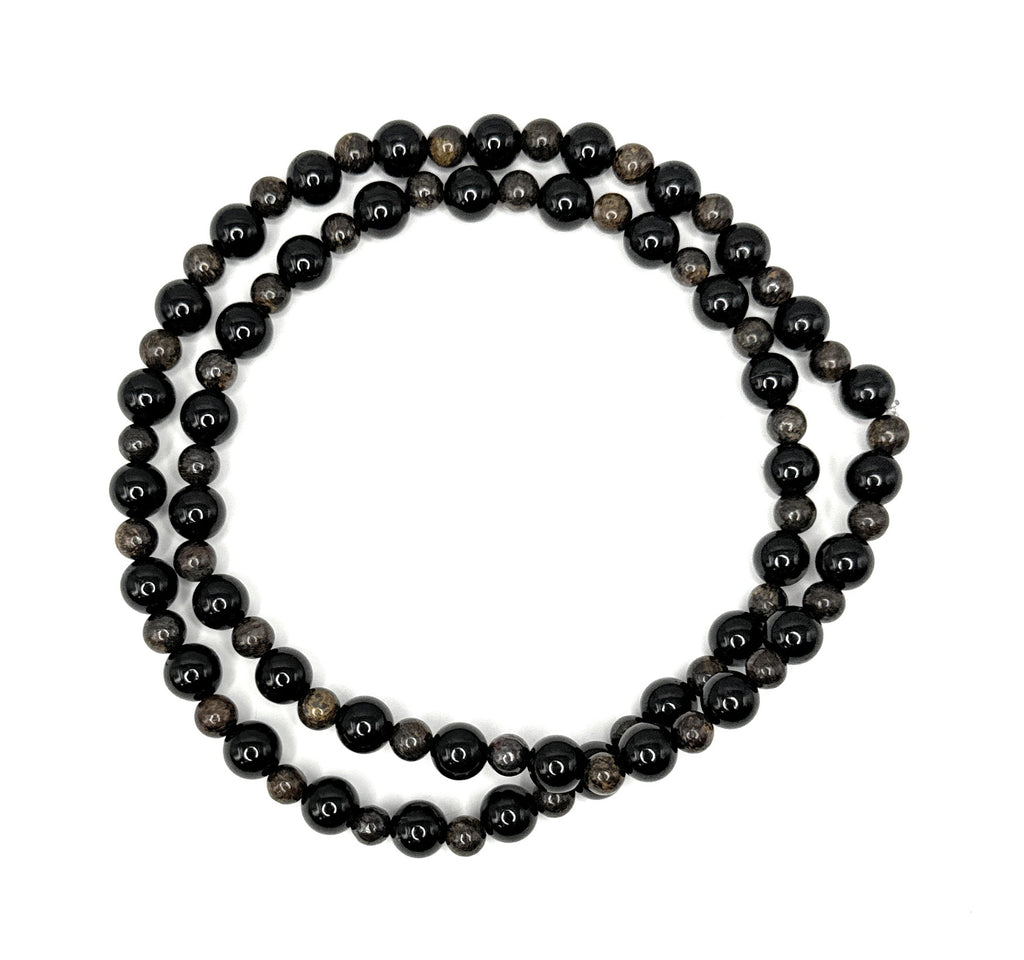Black Tourmaline, 4mm Bronzite Beaded Necklace - 6mm, 4mm - Shop of Small Creations, LLC
