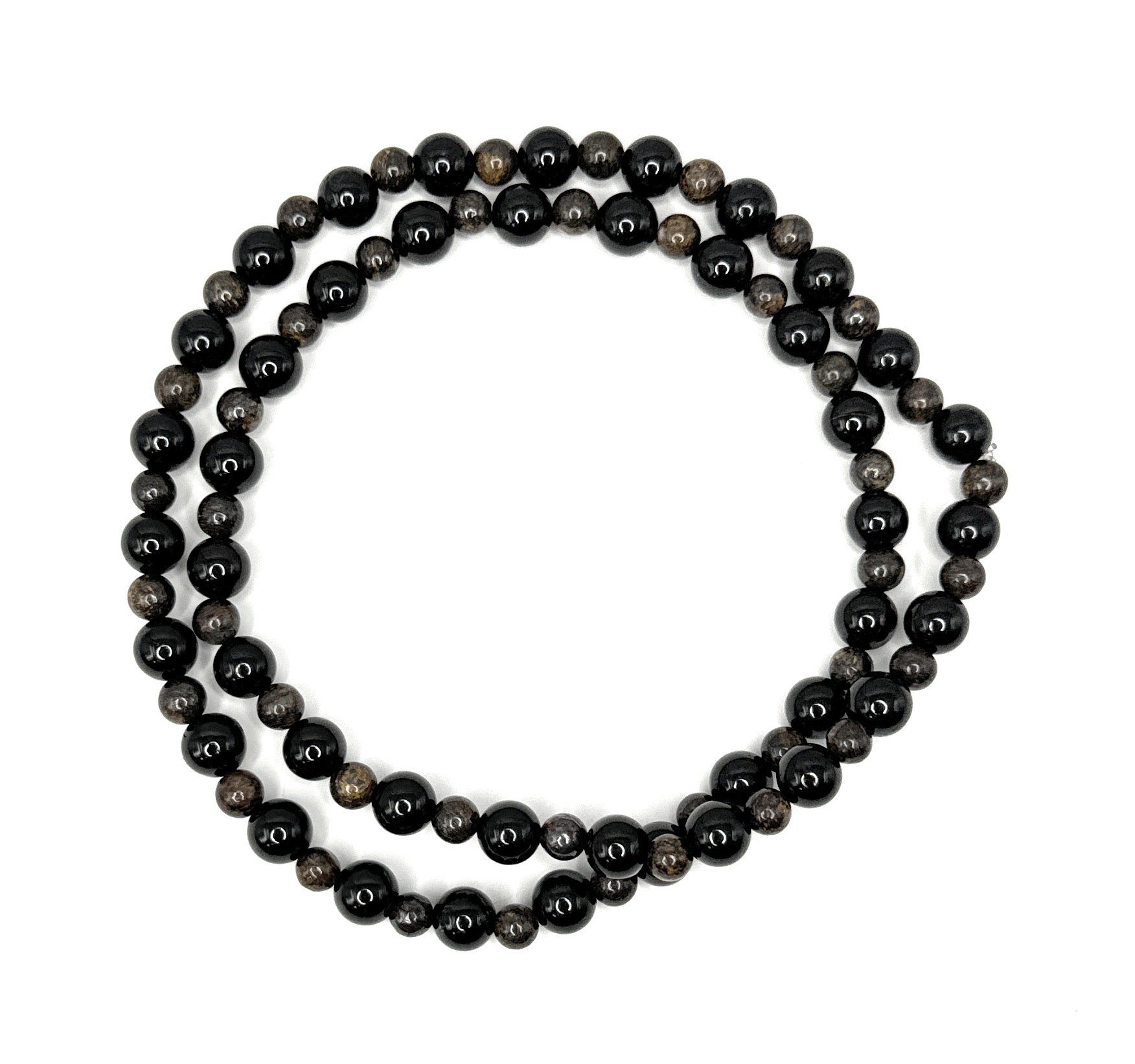 Black Tourmaline, 4mm Bronzite Beaded Necklace - 6mm, 4mm - Shop of Small Creations, LLC