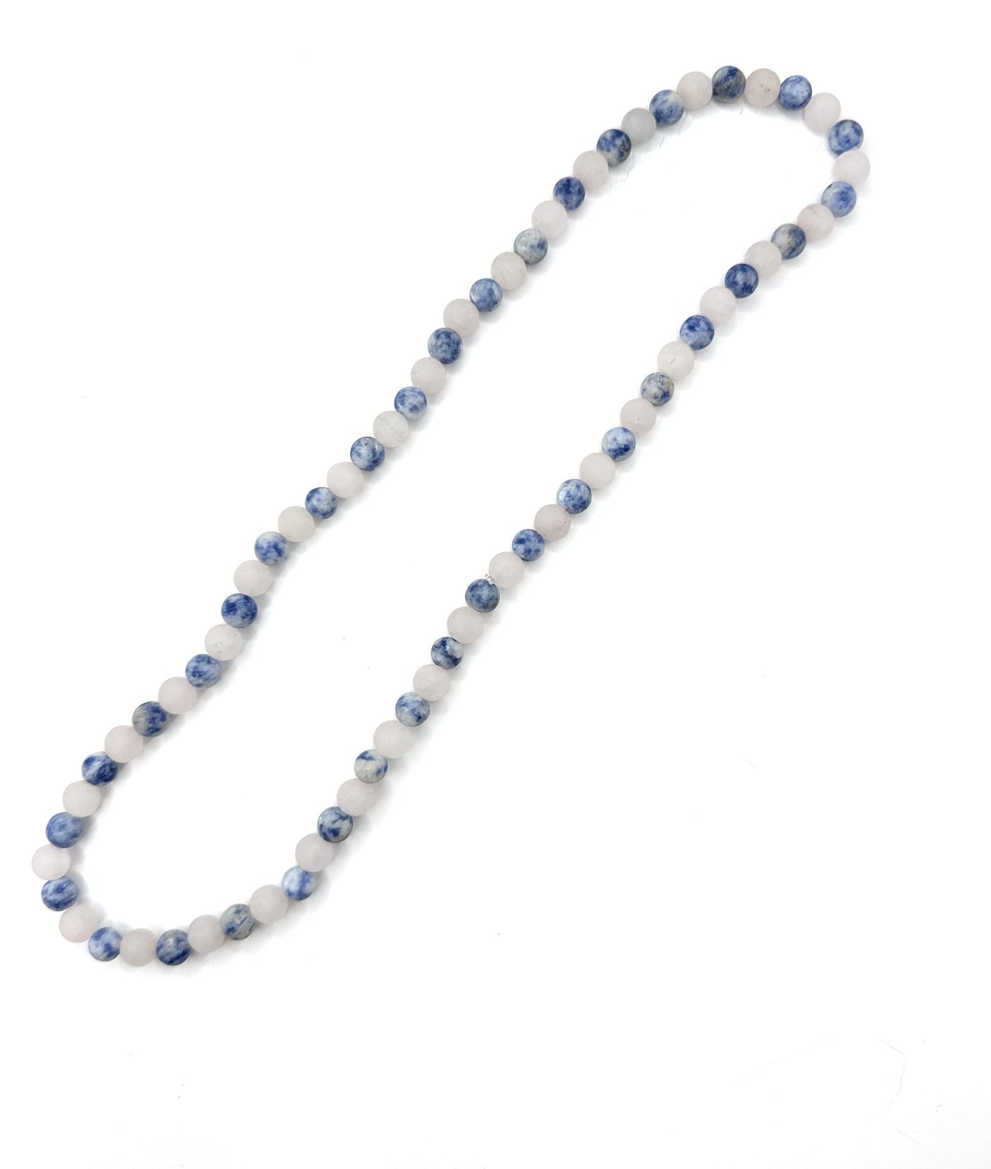 Matte Rose Quartz, Brazil Sodalite Beaded Necklace – 6mm - Shop of Small Creations, LLC